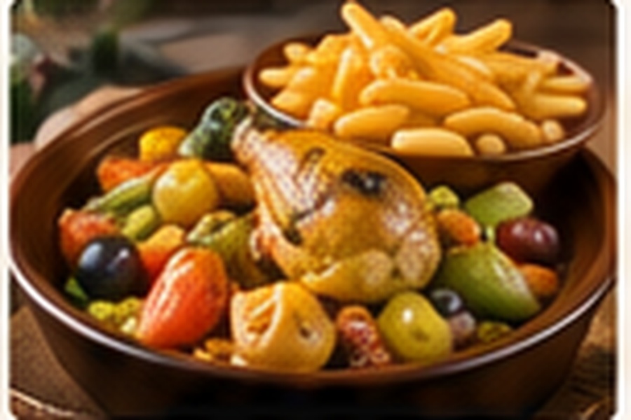 Tajine poulet olives & frites